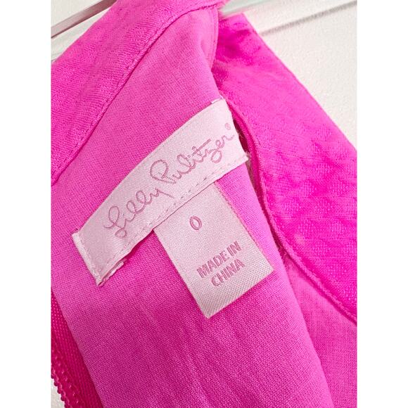 Lilly Pulitzer Ashlyn Hot Pink Magenta Gold Embellished Shift Halter Dress Sz. 0 - Picture 9 of 9